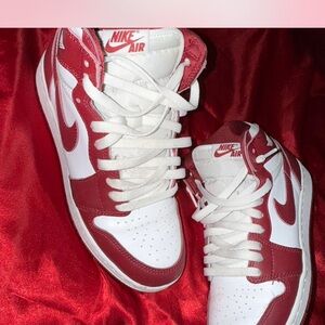 Nike Air High-Top Red and White Sneakers